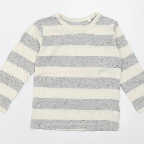 NEXT Boys Grey Striped Polyester Basic Casual Size 2-3 Years Crew Neck Pullover