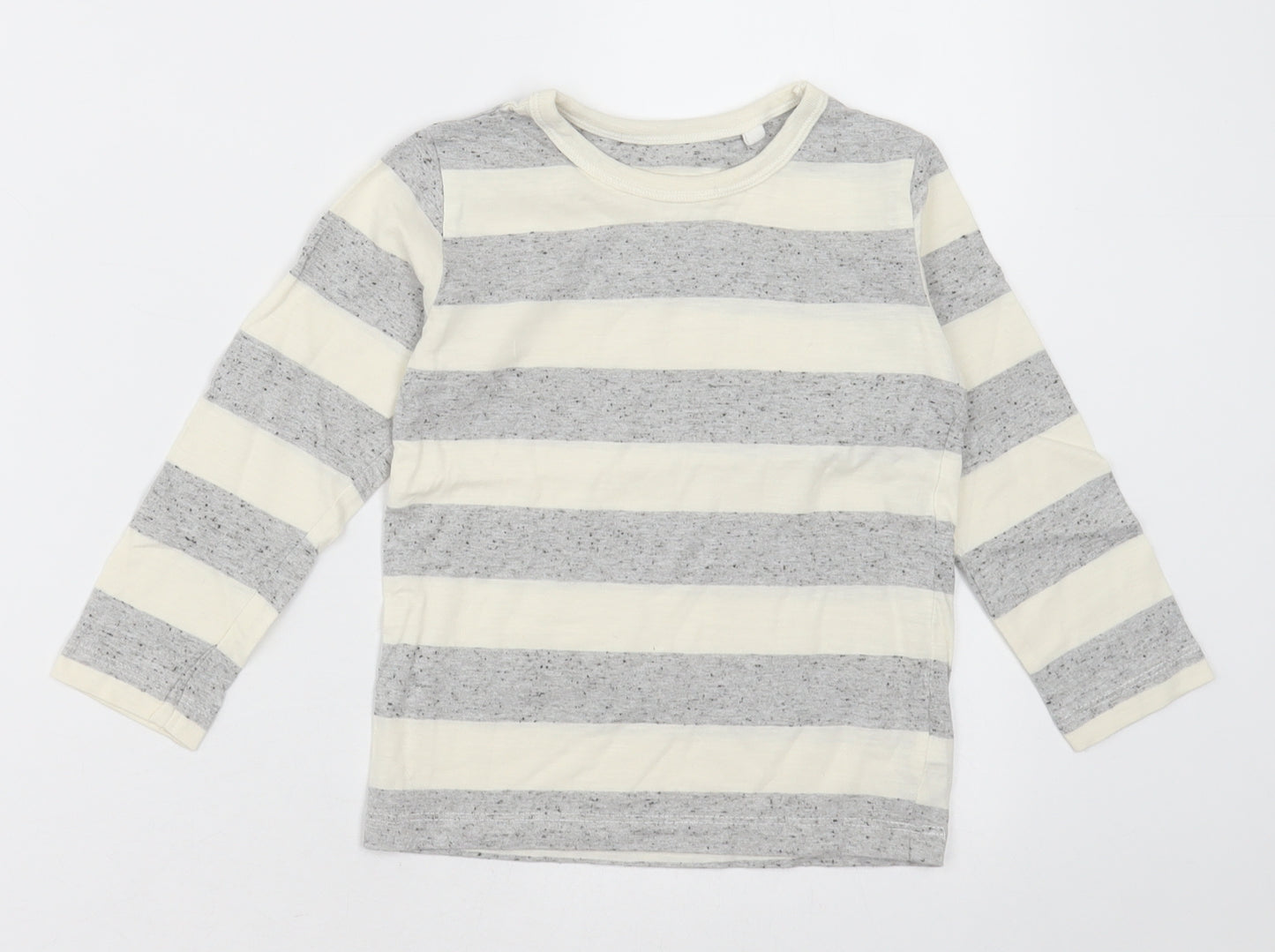 NEXT Boys Grey Striped Polyester Basic Casual Size 2-3 Years Crew Neck Pullover