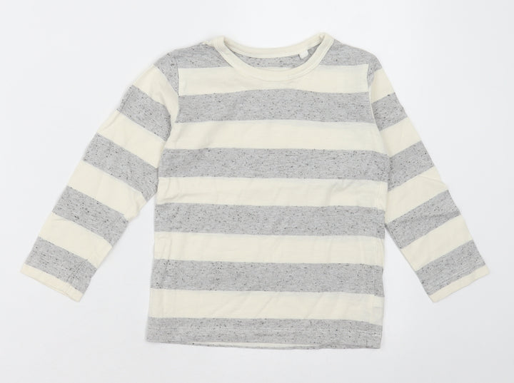 NEXT Boys Grey Striped Polyester Basic Casual Size 2-3 Years Crew Neck Pullover