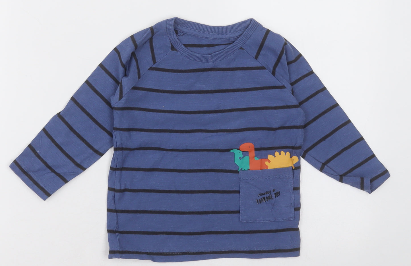 Matalan Boys Blue Striped Cotton Basic Casual Size 18-24 Months Crew Neck Pullover - having a doarsome day