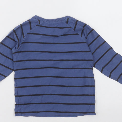 Matalan Boys Blue Striped Cotton Basic Casual Size 18-24 Months Crew Neck Pullover - having a doarsome day