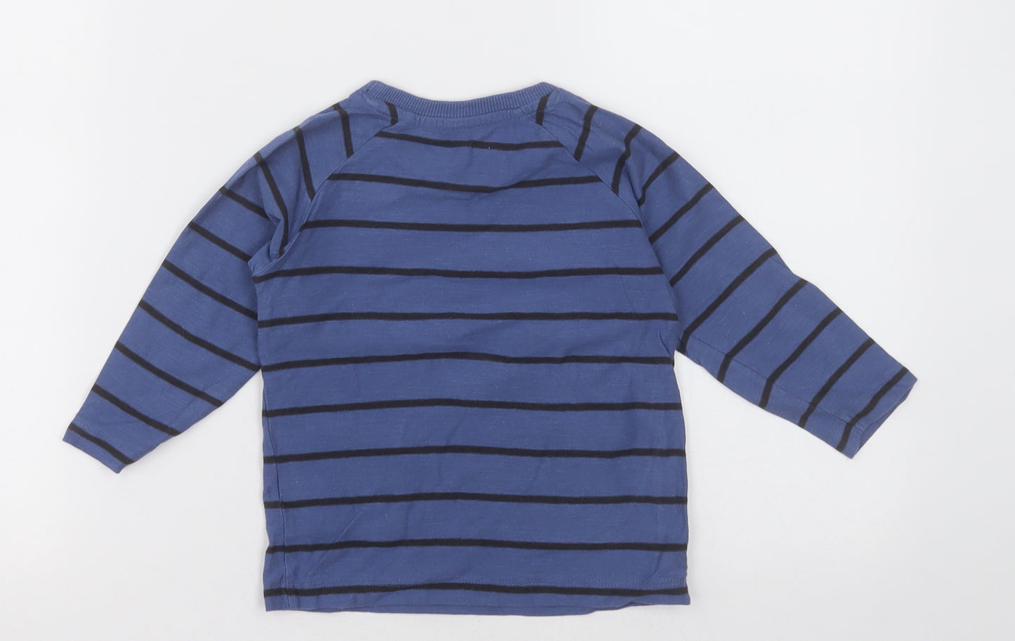 Matalan Boys Blue Striped Cotton Basic Casual Size 18-24 Months Crew Neck Pullover - having a doarsome day