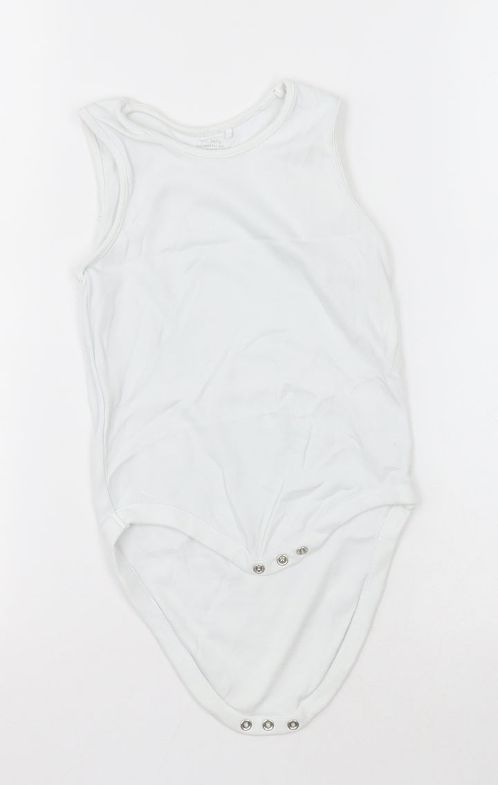 NEXT Girls White Cotton Bodysuit One-Piece Size 2-3 Years Button - Unisex