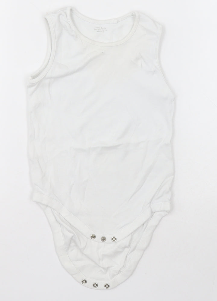 NEXT Girls White Cotton Bodysuit One-Piece Size 2-3 Years Button - Unisex