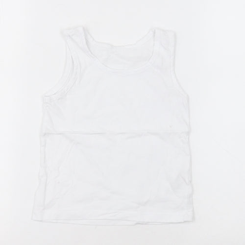 Matalan Boys White  Cotton Basic Tank Size 2-3 Years Crew Neck Pullover