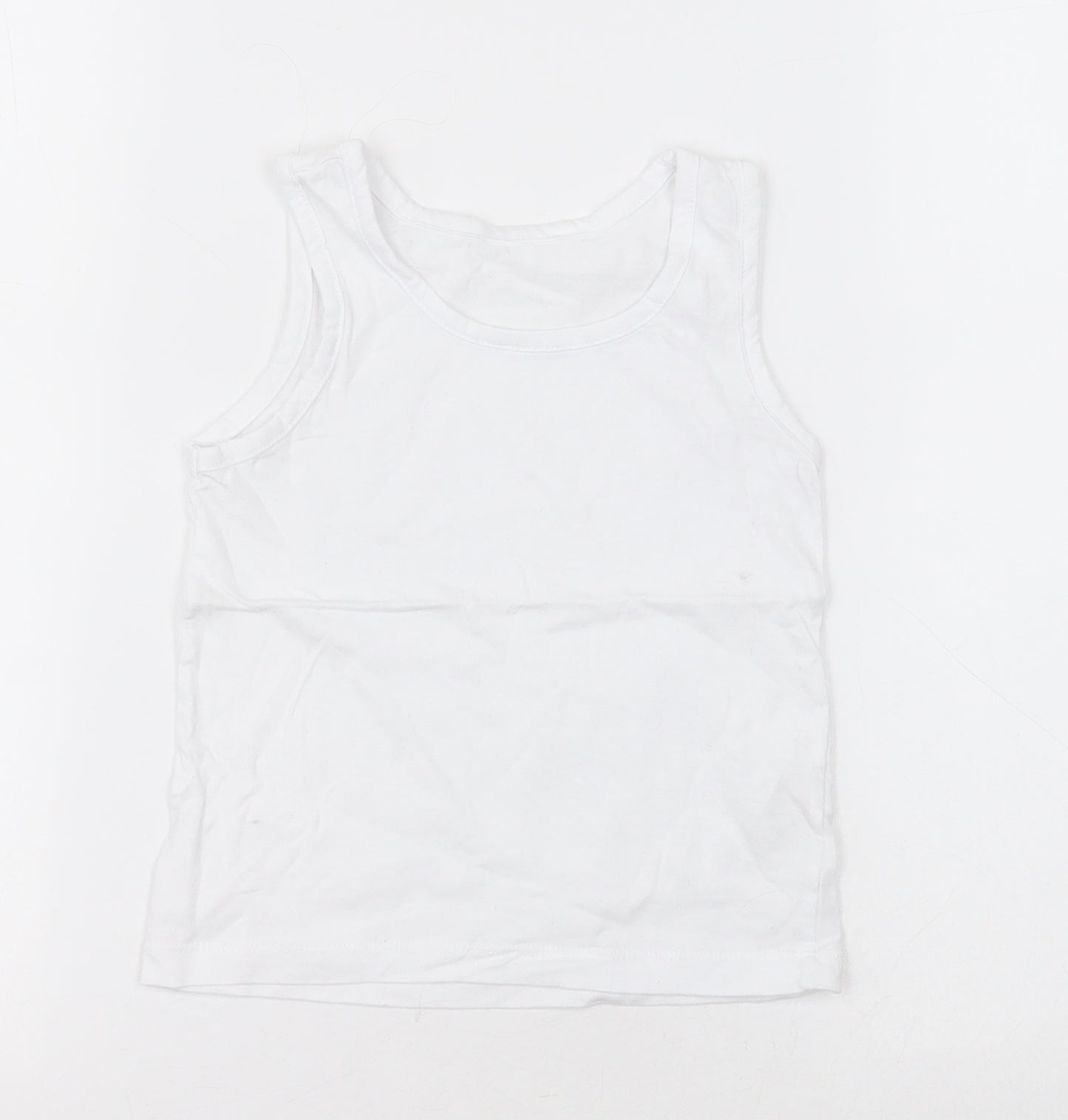 Matalan Boys White  Cotton Basic Tank Size 2-3 Years Crew Neck Pullover