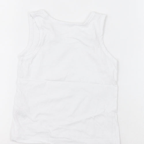 Matalan Boys White  Cotton Basic Tank Size 2-3 Years Crew Neck Pullover