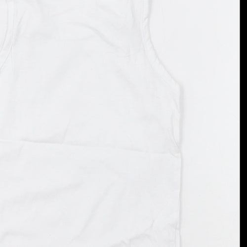 Matalan Boys White  Cotton Basic Tank Size 2-3 Years Crew Neck Pullover