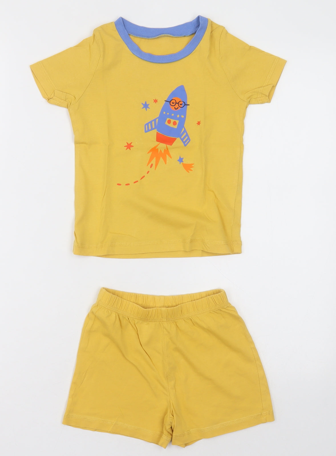 George Boys Yellow  Cotton  Pyjama Set Size 2-3 Years  Pullover - Rocket