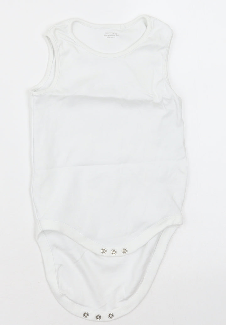 NEXT Girls White Cotton Bodysuit One-Piece Size 2-3 Years Button - Unisex
