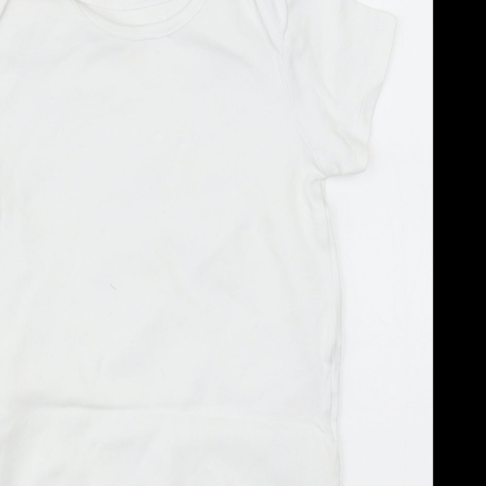 F&F Girls White  Cotton Bodysuit One-Piece Size 2-3 Years  Button