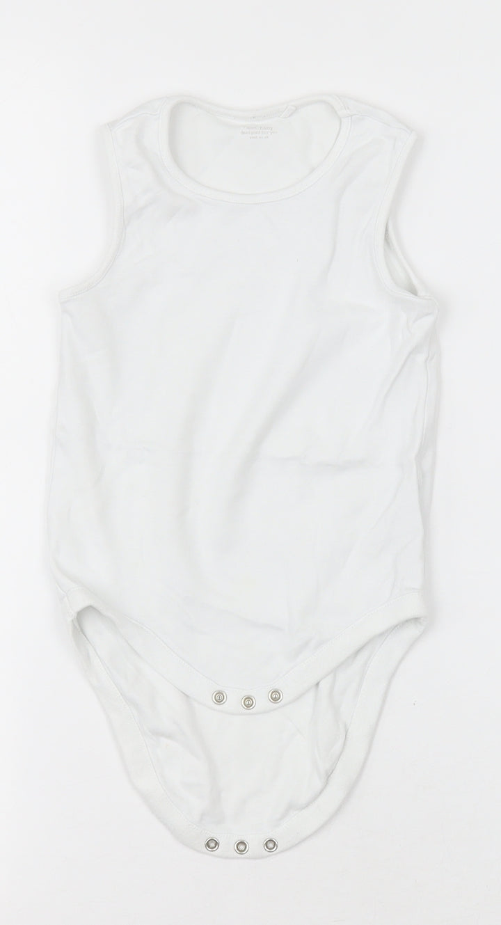 NEXT Girls White Cotton Bodysuit One-Piece Size 2-3 Years Button - Unisex