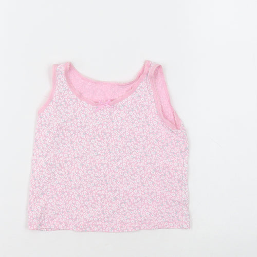 George Girls Pink Floral Cotton Basic Tank Size 2-3 Years Crew Neck Pullover