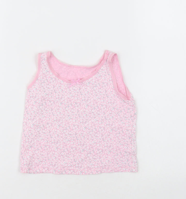 George Girls Pink Floral Cotton Basic Tank Size 2-3 Years Crew Neck Pullover