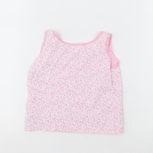 George Girls Pink Floral Cotton Basic Tank Size 2-3 Years Crew Neck Pullover