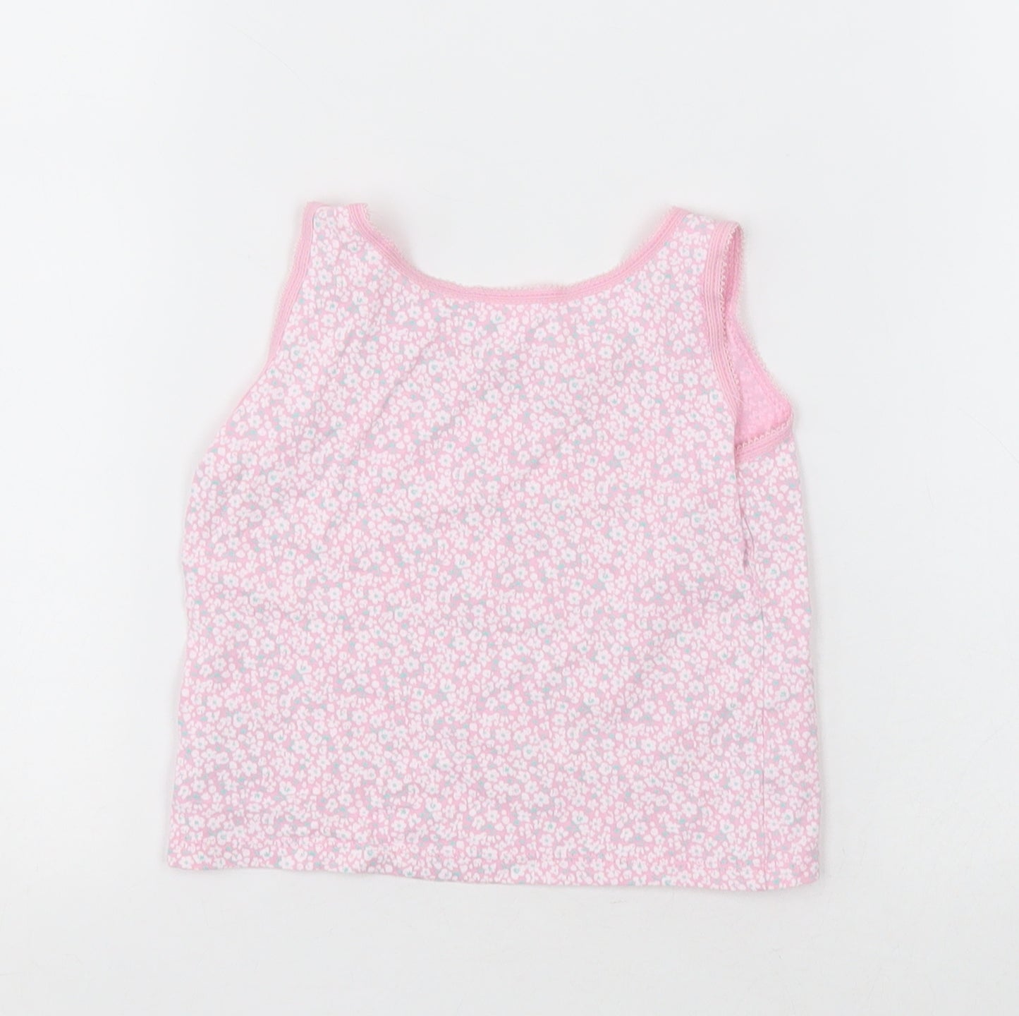 George Girls Pink Floral Cotton Basic Tank Size 2-3 Years Crew Neck Pullover