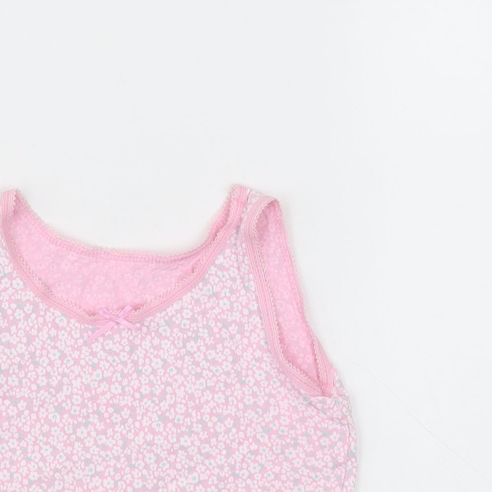 George Girls Pink Floral Cotton Basic Tank Size 2-3 Years Crew Neck Pullover