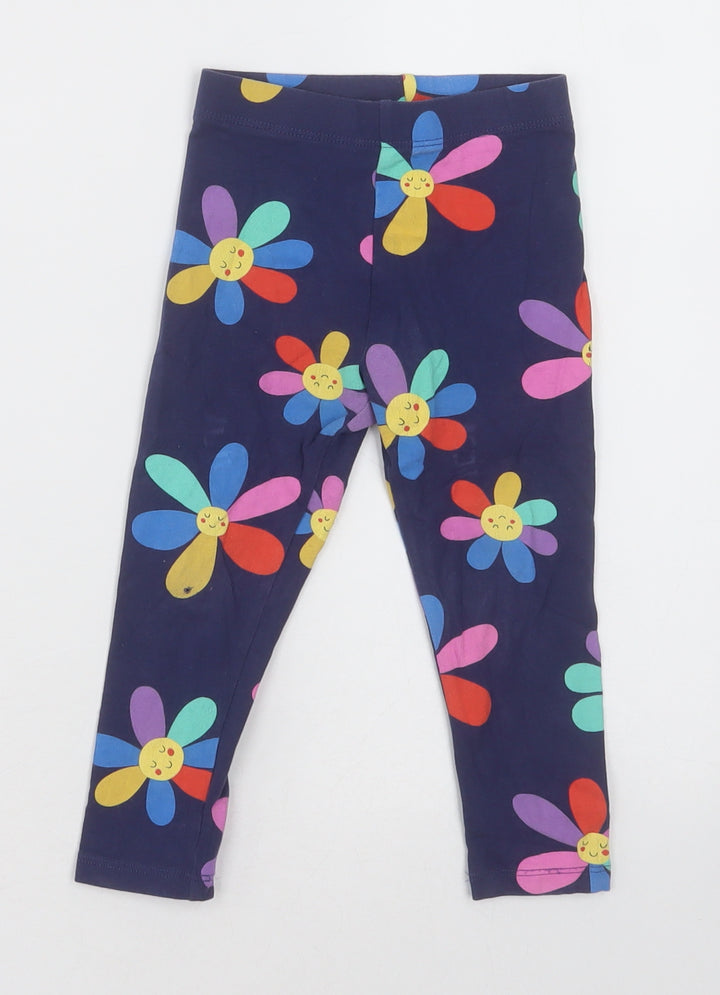 NEXT Girls Purple Floral Cotton Capri Trousers Size 2-3 Years Regular