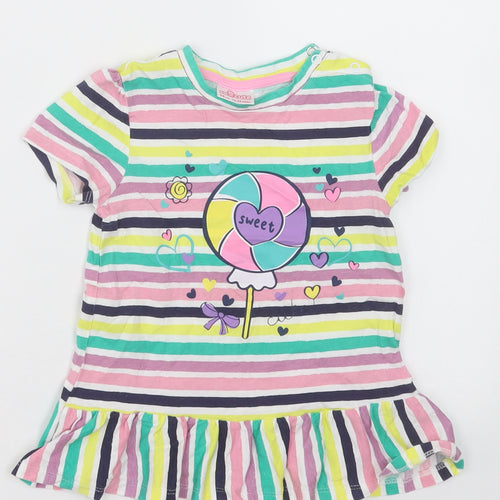 so cute Girls Multicoloured Striped Cotton Basic Casual Size 2 Years Crew Neck Pullover - sweet