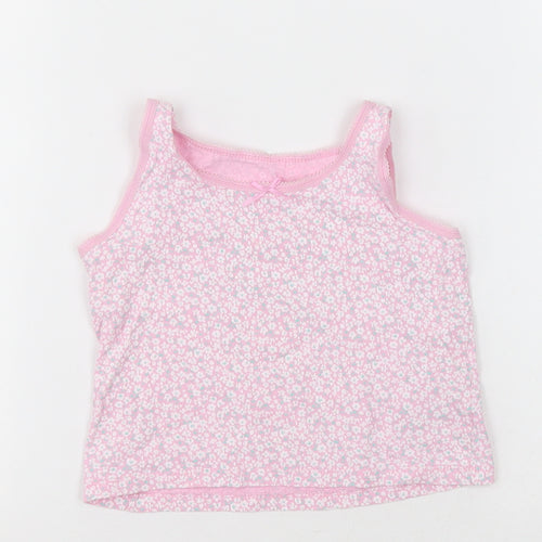 George Girls Pink Floral Cotton Basic Tank Size 2-3 Years Crew Neck Pullover