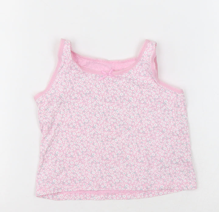 George Girls Pink Floral Cotton Basic Tank Size 2-3 Years Crew Neck Pullover