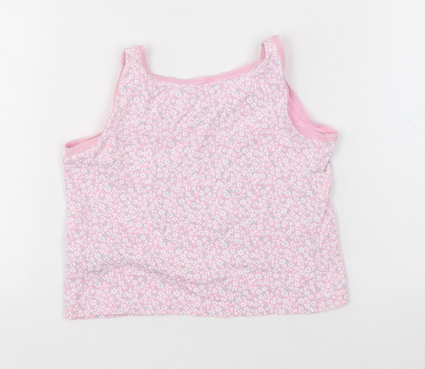 George Girls Pink Floral Cotton Basic Tank Size 2-3 Years Crew Neck Pullover