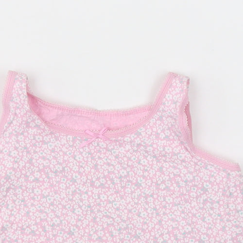 George Girls Pink Floral Cotton Basic Tank Size 2-3 Years Crew Neck Pullover