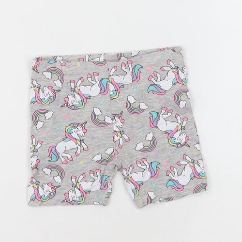 pep&co Girls Grey Geometric Cotton Bermuda Shorts Size 2-3 Years  Regular  - unicorn print