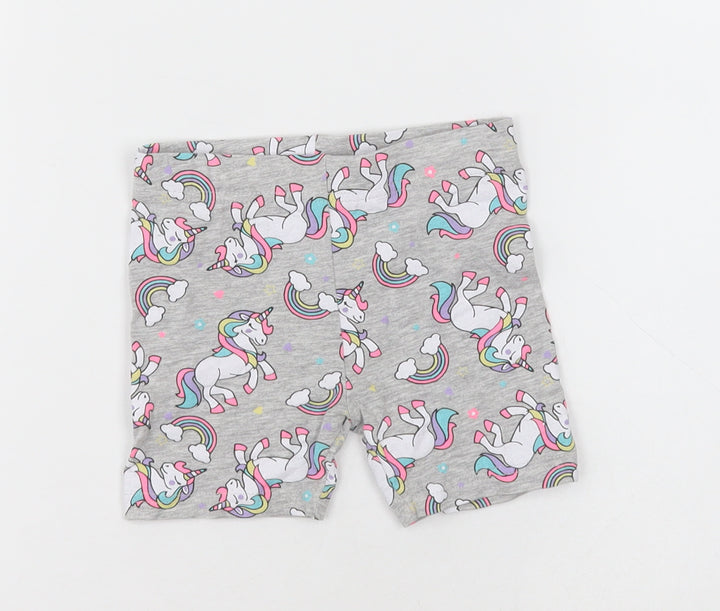 pep&co Girls Grey Geometric Cotton Bermuda Shorts Size 2-3 Years Regular - unicorn print