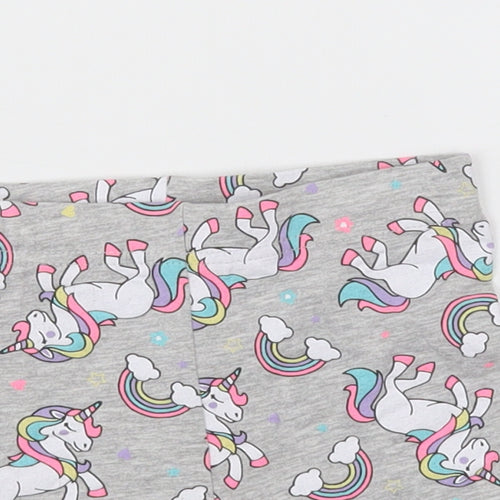 pep&co Girls Grey Geometric Cotton Bermuda Shorts Size 2-3 Years  Regular  - unicorn print