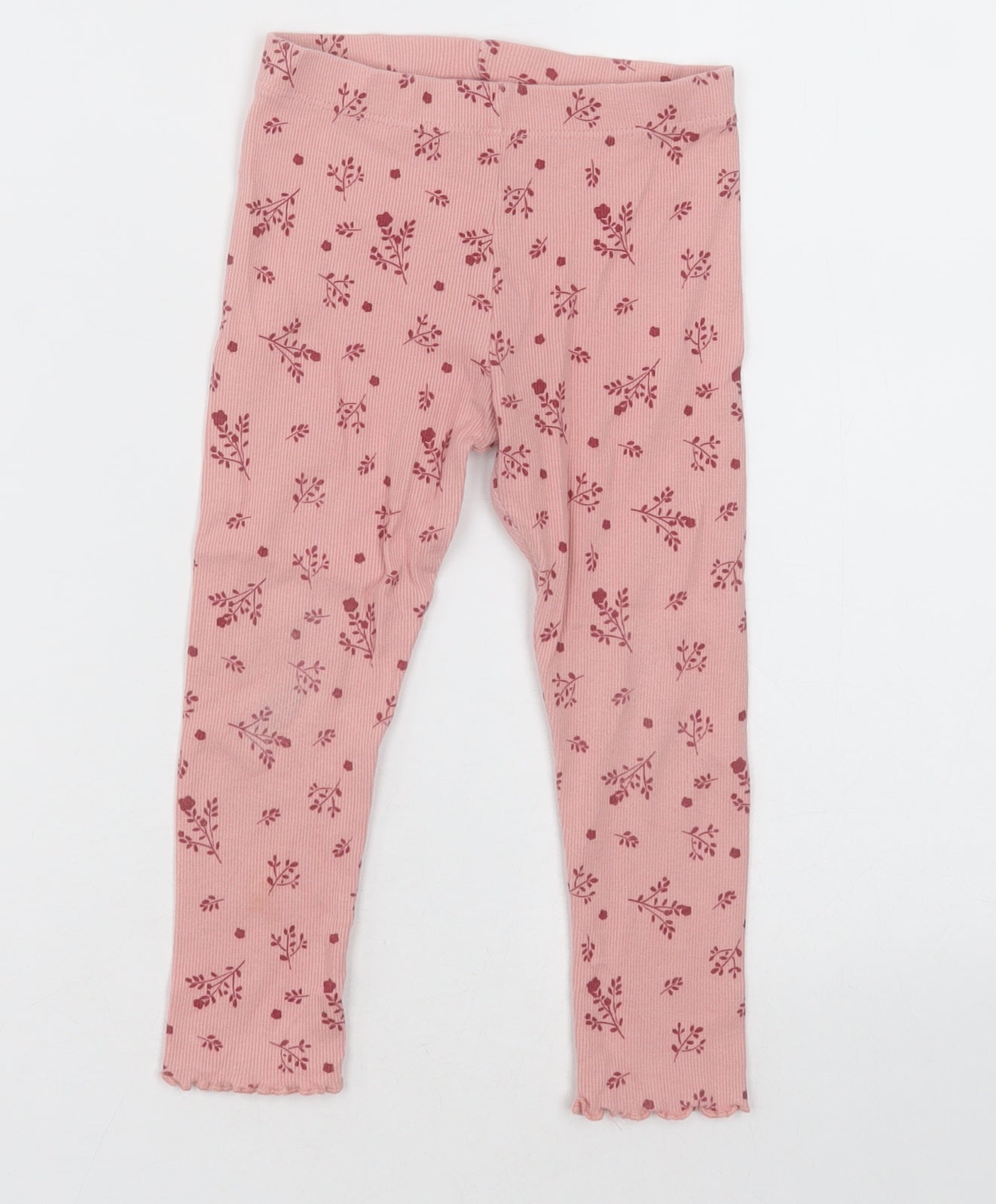 George Girls Pink Geometric Cotton Capri Trousers Size 2-3 Years  Regular