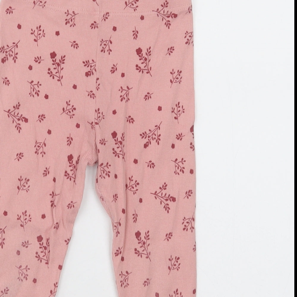 George Girls Pink Geometric Cotton Capri Trousers Size 2-3 Years  Regular