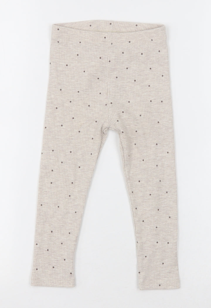 George Girls Beige Polka Dot Polyester Capri Trousers Size 2-3 Years Regular