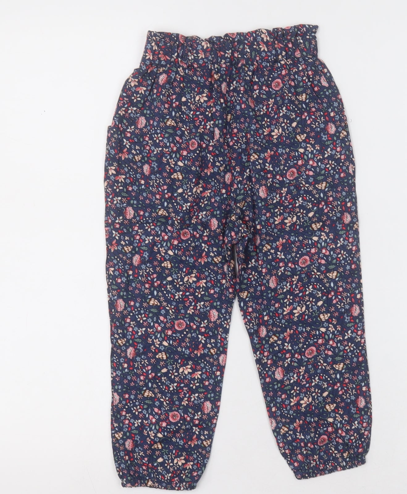 NEXT Girls Blue Floral Viscose Capri Trousers Size 2-3 Years  Regular