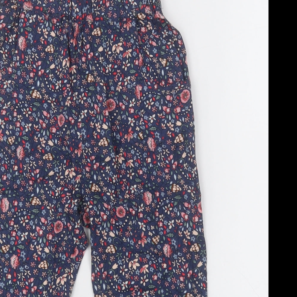 NEXT Girls Blue Floral Viscose Capri Trousers Size 2-3 Years  Regular