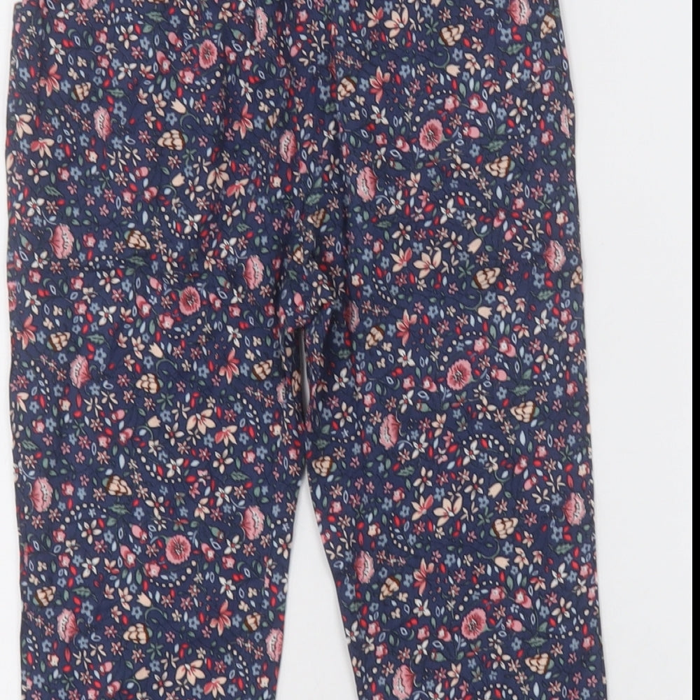 NEXT Girls Blue Floral Viscose Capri Trousers Size 2-3 Years  Regular