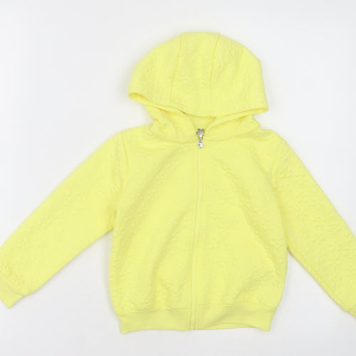 Dunnes Stores Girls Yellow Floral Cotton Full Zip Hoodie Size 3-4 Years  Zip