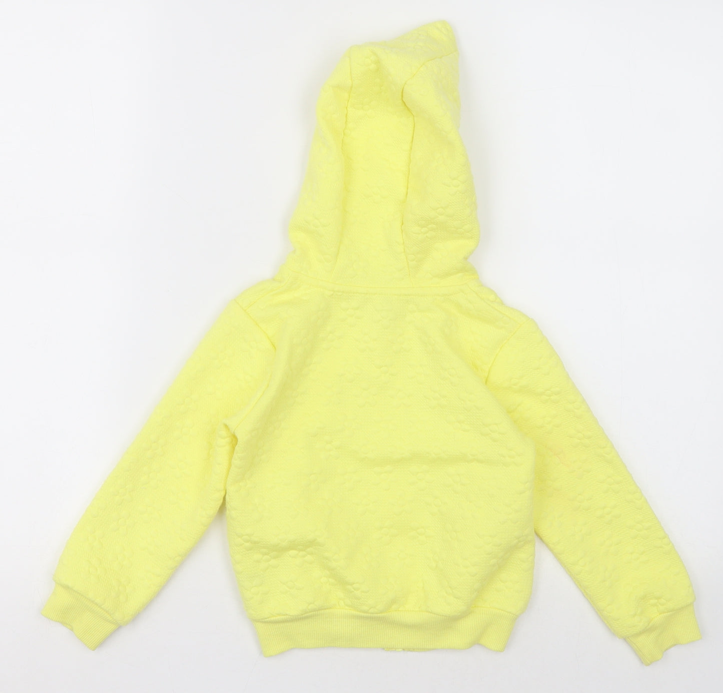 Dunnes Stores Girls Yellow Floral Cotton Full Zip Hoodie Size 3-4 Years  Zip