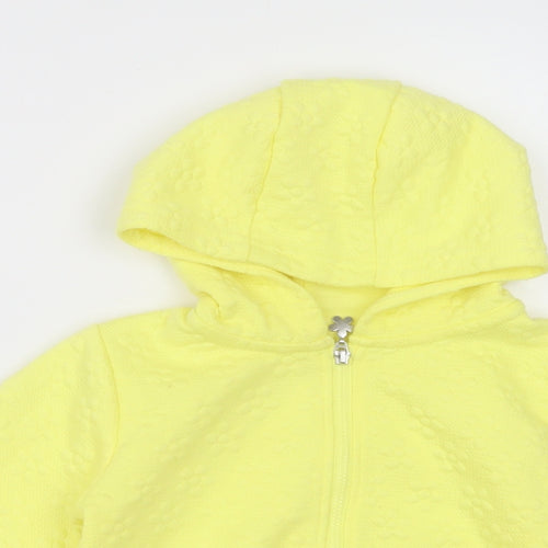 Dunnes Stores Girls Yellow Floral Cotton Full Zip Hoodie Size 3-4 Years  Zip