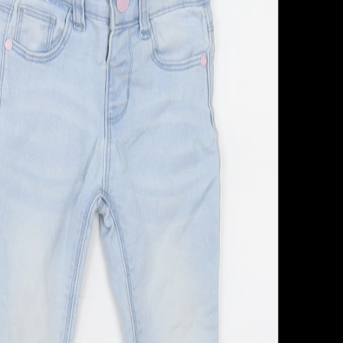 Primark Girls Blue  Cotton Skinny Jeans Size 2-3 Years  Regular Button