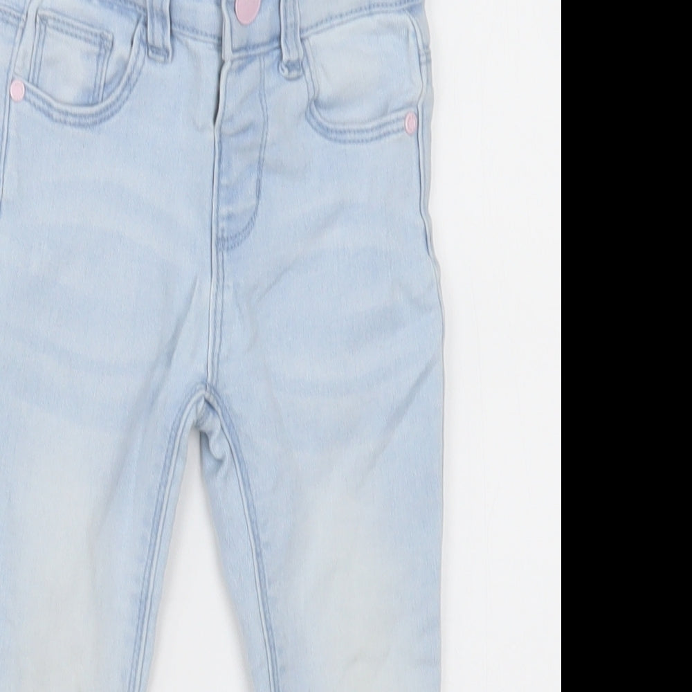 Primark Girls Blue  Cotton Skinny Jeans Size 2-3 Years  Regular Button