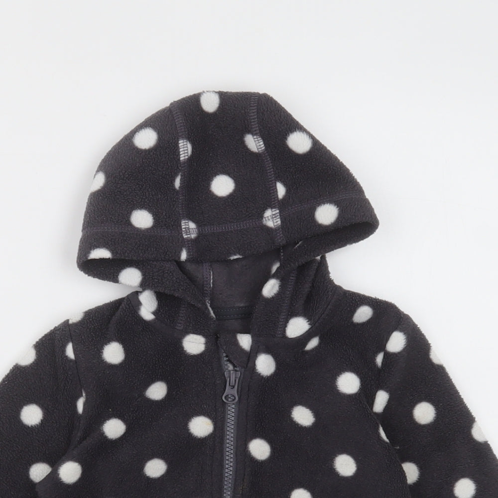 George Girls Grey Polka Dot Polyester Full Zip Hoodie Size 2-3 Years  Zip