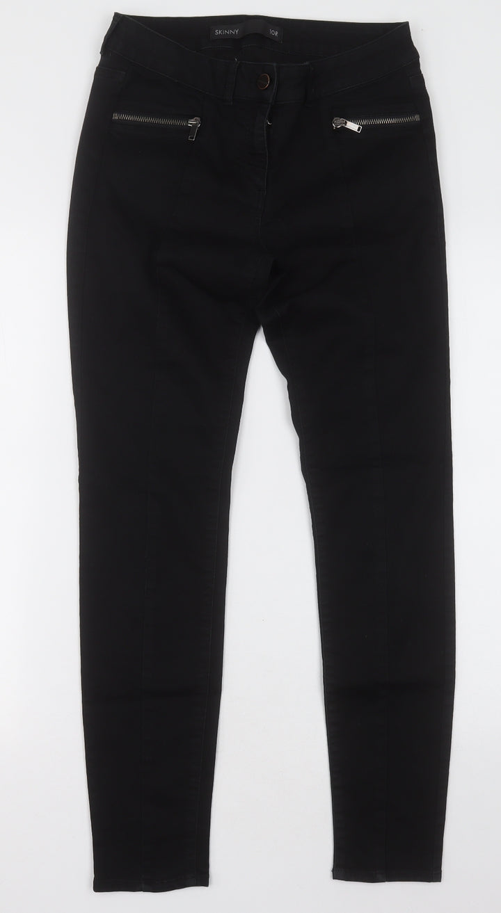 NEXT Womens Black Cotton Skinny Jeans Size 10 L30 in Regular Button