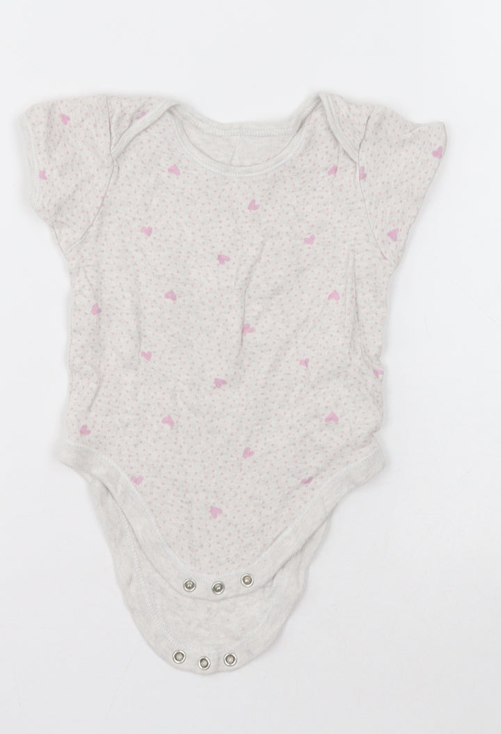 George Girls Grey Polka Dot Cotton Babygrow One-Piece Size 18-24 Months Button