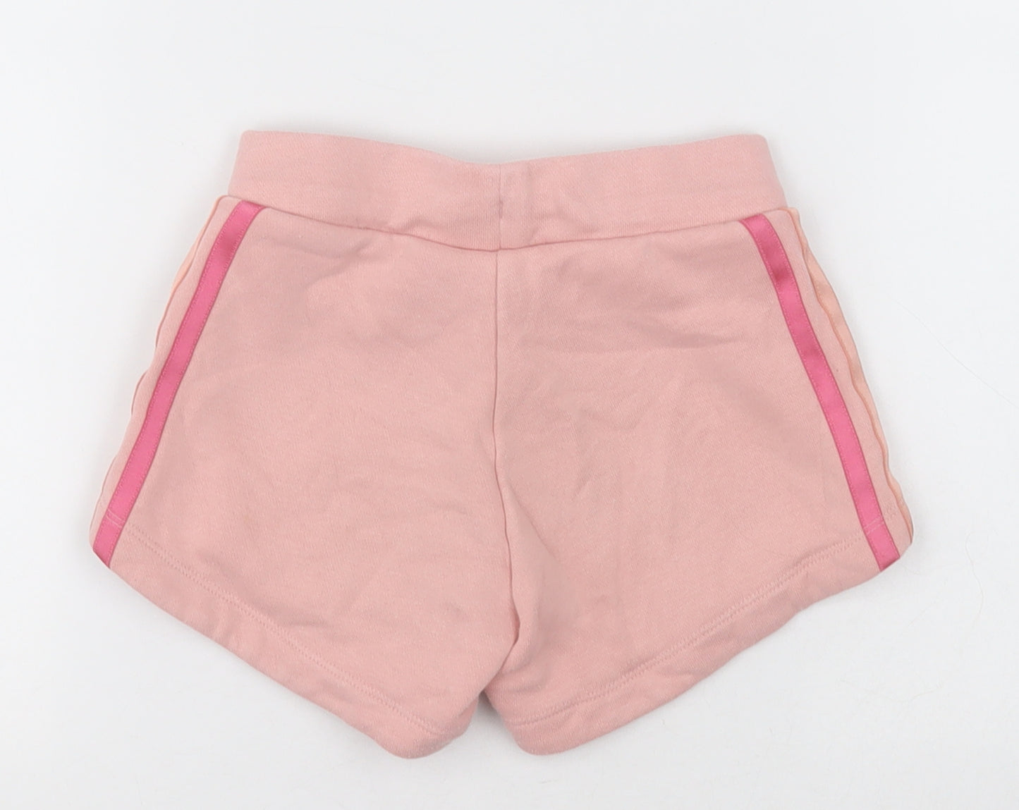 adidas Girls Pink Striped Cotton Sweat Shorts Size 5-6 Years  Regular Tie