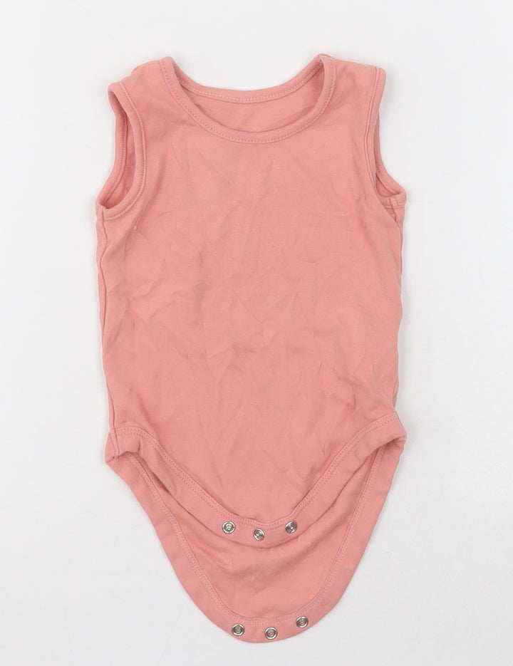 George Girls Pink  Cotton Babygrow One-Piece Size 12-18 Months  Buckle