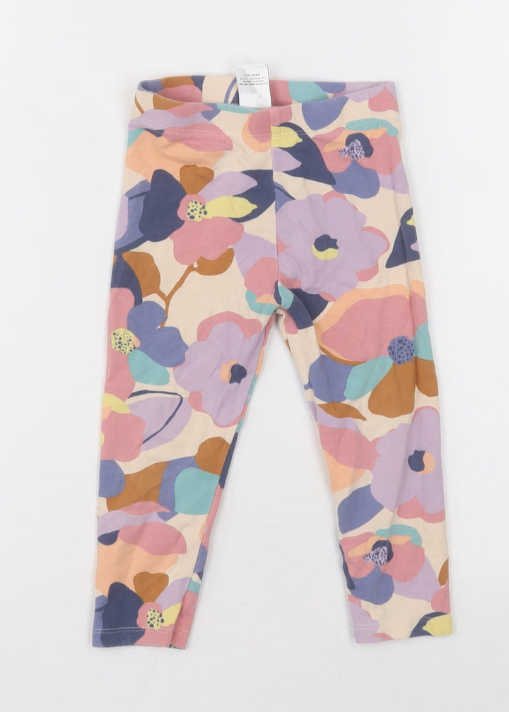 NEXT Girls Multicoloured Floral Cotton Capri Trousers Size 2 Years Regular
