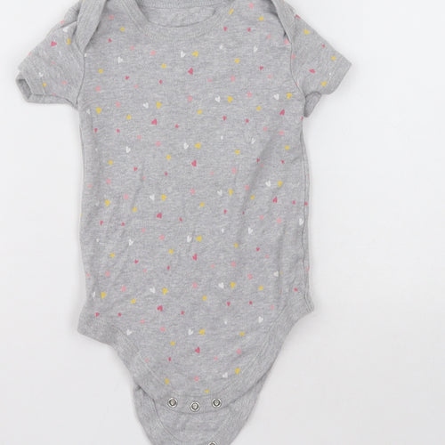 Matalan Girls Grey Polka Dot Cotton Babygrow One-Piece Size 18-24 Months  Button - Heart pattern