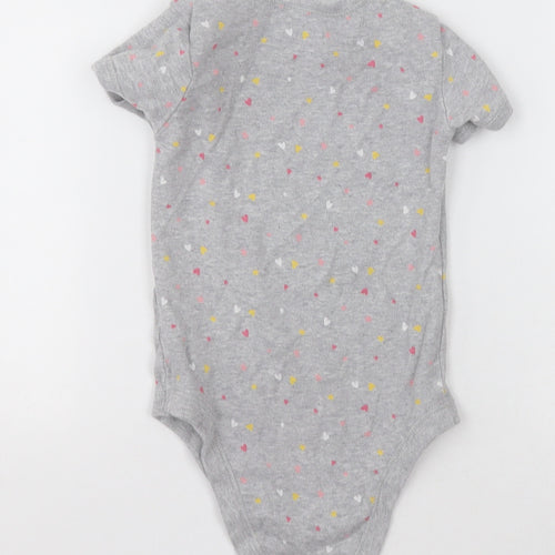 Matalan Girls Grey Polka Dot Cotton Babygrow One-Piece Size 18-24 Months  Button - Heart pattern