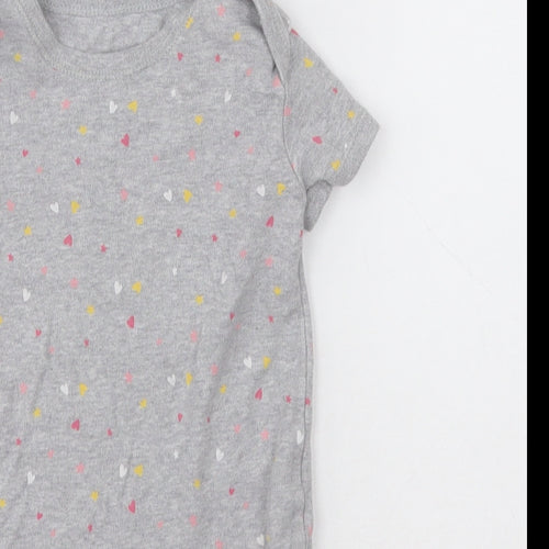 Matalan Girls Grey Polka Dot Cotton Babygrow One-Piece Size 18-24 Months  Button - Heart pattern